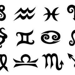 Znak zodiaku 25 czerwca to Rak. Na obrazie widoczne są wszystkie 12 symboli zodiaku w czarnym kolorze na białym tle.