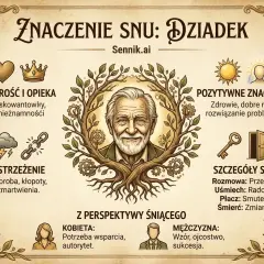 Sennik: dziadek symbolizuje mądrość, opiekę i pozytywne znaczenie snu. Ostrzega przed chorobą i kłopotami.