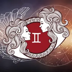 Dwie twarze patrzące na siebie, symbol bliźniąt, 15 czerwca znak zodiaku.