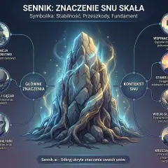 Sennik góry: stabilność, przeszkody, fundament. Obraz przedstawia symbolikę snów o górach, od wspinaczki po blokady.