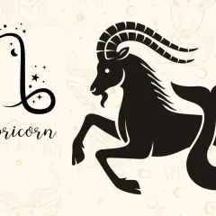 Symbol Koziorożca i jego sylwetka. 31 grudnia znak zodiaku, który łączy kozła z rybą.