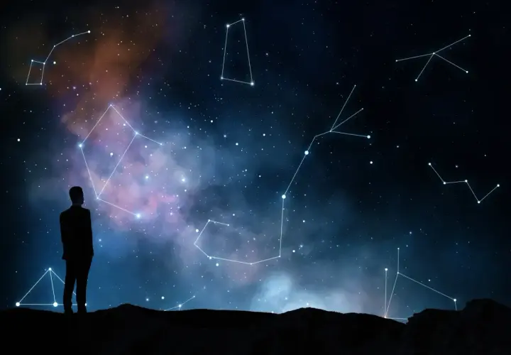 Człowiek wpatruje się w nocne niebo pełne gwiazd i konstelacji, szukając odpowiedzi, czy wśród nich kryje się najgorszy znak zodiaku.