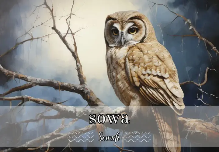 Sowa na gałęzi, symbol mądrości i tajemnicy. W senniku sowa może oznaczać nadchodzące zmiany lub potrzebę zwrócenia uwagi na intuicję.