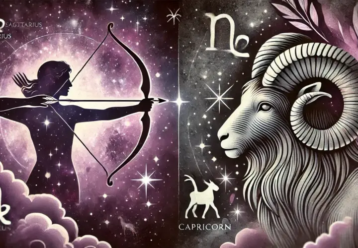 Dwa znaki zodiaku: Strzelec z łukiem i Koziorożec. Grudzień jaki znak zodiaku? To Koziorożec, symbolizujący wytrwałość.