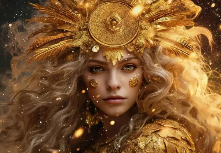 Złota bogini, symbol 26 lipca znak zodiaku, emanuje blaskiem i magią.