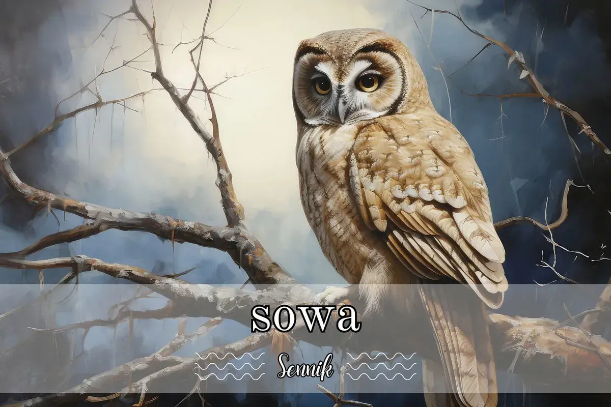 Sowa na gałęzi, symbol mądrości i tajemnicy. W senniku sowa może oznaczać nadchodzące zmiany lub potrzebę zwrócenia uwagi na intuicję.