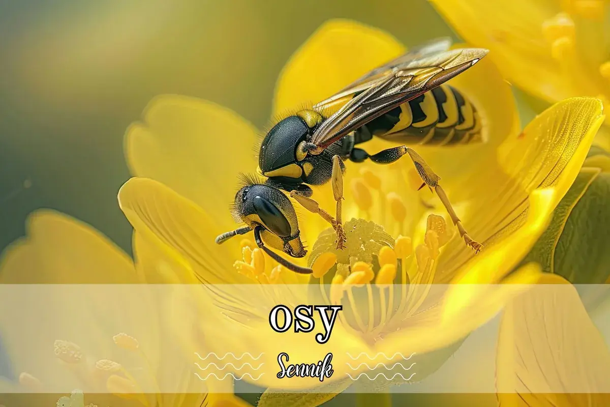 Osa na żółtym kwiecie. Sny o osach mogą symbolizować ostrzeżenie lub nadchodzące zmiany.