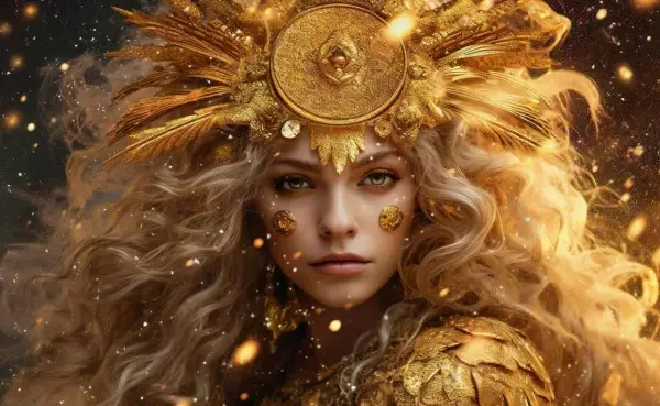 Złota bogini, symbol 26 lipca znak zodiaku, emanuje blaskiem i magią.